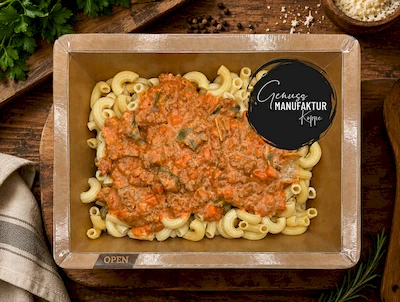 Bild Rahmbolognese mit Lauch & H&ouml;rnchennudeln