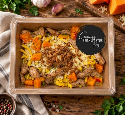 Bild K&uuml;rbisk&auml;sesp&auml;tzle mit H&auml;hnchen