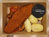 Bild Panierter Seelachs auf Ratatouille und Kartoffeln 450g