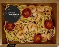 Bild Spaghetti aglio e olio mit Shrimps mit gebr. Kirschtomaten