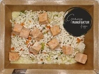 Bild Lachsw&uuml;rfel mit Wei&szlig;weinso&szlig;e & Gem&uuml;sereis