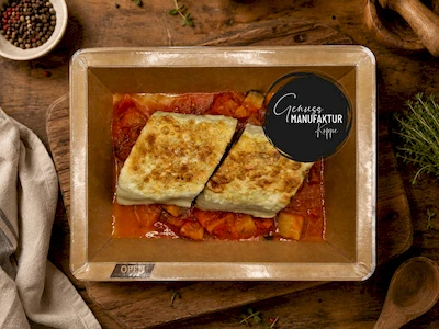Bild vegane Maultaschen mit Ratatouille