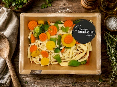 Bild Gem&uuml;se-Sp&auml;tzlepfanne mit Tomatenso&szlig;e VEGI