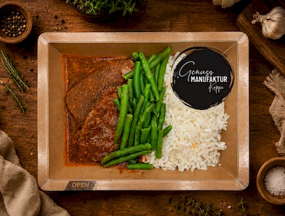 Bild Rinderbraten mit Bohnen & Langkornreis