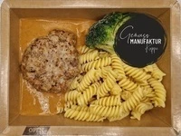 Bild Fleischküchle mit Rahmsoße, Fusilli & Brokkoli