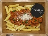 Bild Penne mit Hackfleischsoße, Erbsen & Parmesan