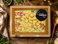 Bild Gnocchi Gorgonzola mit Wacholderschinken & Blattspinat