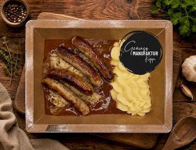 Bild Rostbratw&uuml;rste mit Sauerkraut und Kartoffelp&uuml;ree