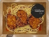 Bild Hähnchen im Cornflakesmantel mit Tomatensoße & Spaghetti