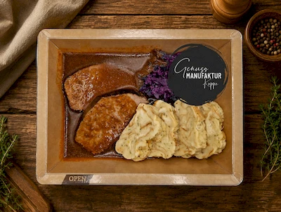 Bild Rinderbraten mit Serviettenkn&ouml;del & Rotkohl