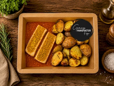 Bild Currywurst mit Rosmarinkartoffeln