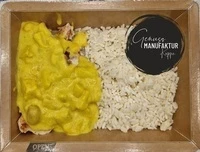 Bild H&auml;hnchenstreifen mit Ananas-Curryso&szlig;e & Reis