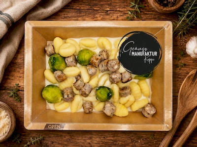 Bild Rosenkohl-Bratwurst-Pfanne mit Gnocchi