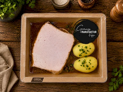 Bild Fleischk&auml;se, Bratenso&szlig;e, Sauerkraut & Kartoffeln
